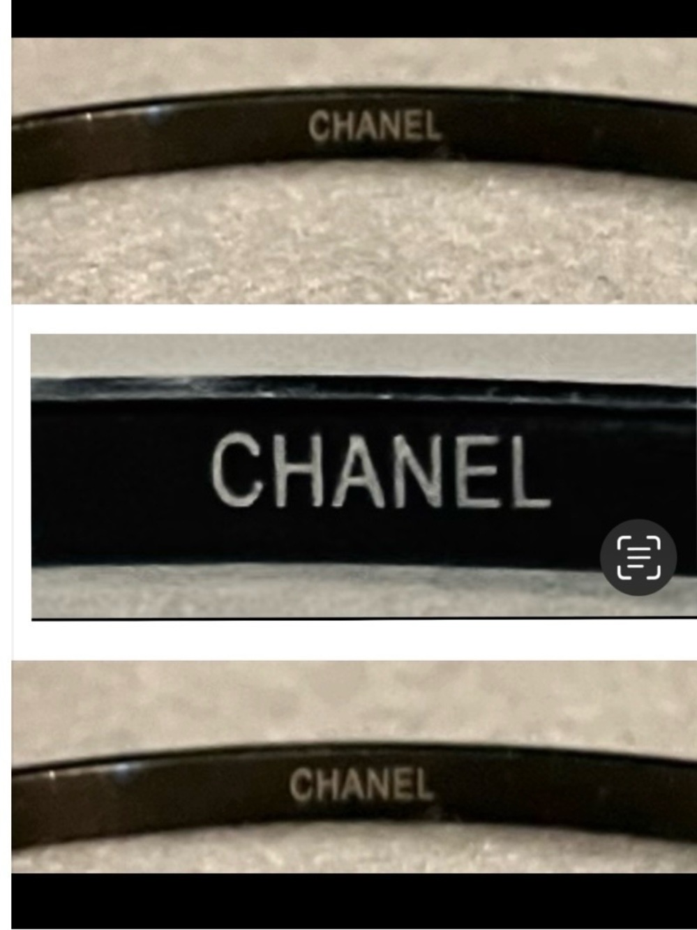 Non-Branded, Designer Ins. Black & Gold Double CC Hinge Bangle Bracelet NWOT - Picture 6 of 8